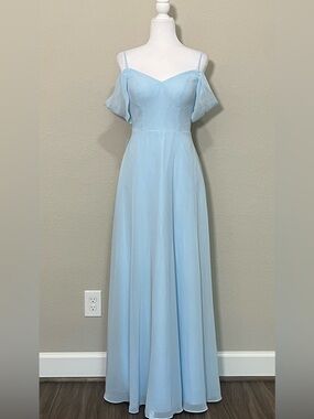 Azazie Sky Blue A-Line Off the Shoulder Chiffon Convertible Dress Size 4